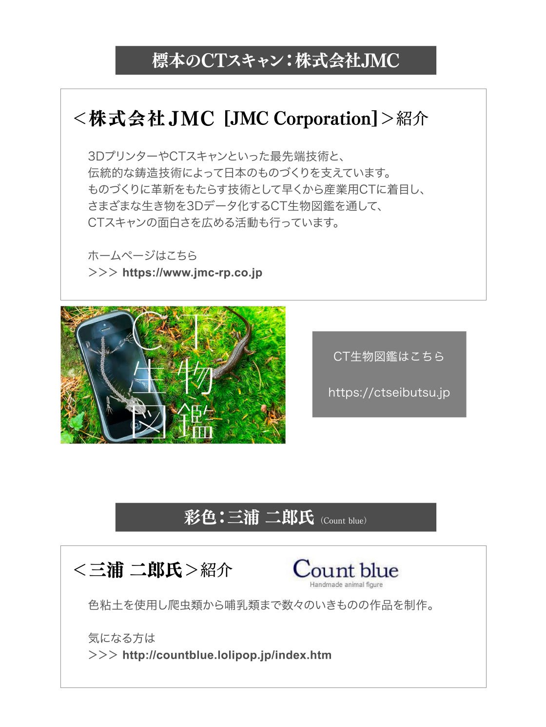 標本のCTスキャン：株式会社JMC　CT生物図鑑はこちら　彩色：三浦二郎氏(Count Blue)