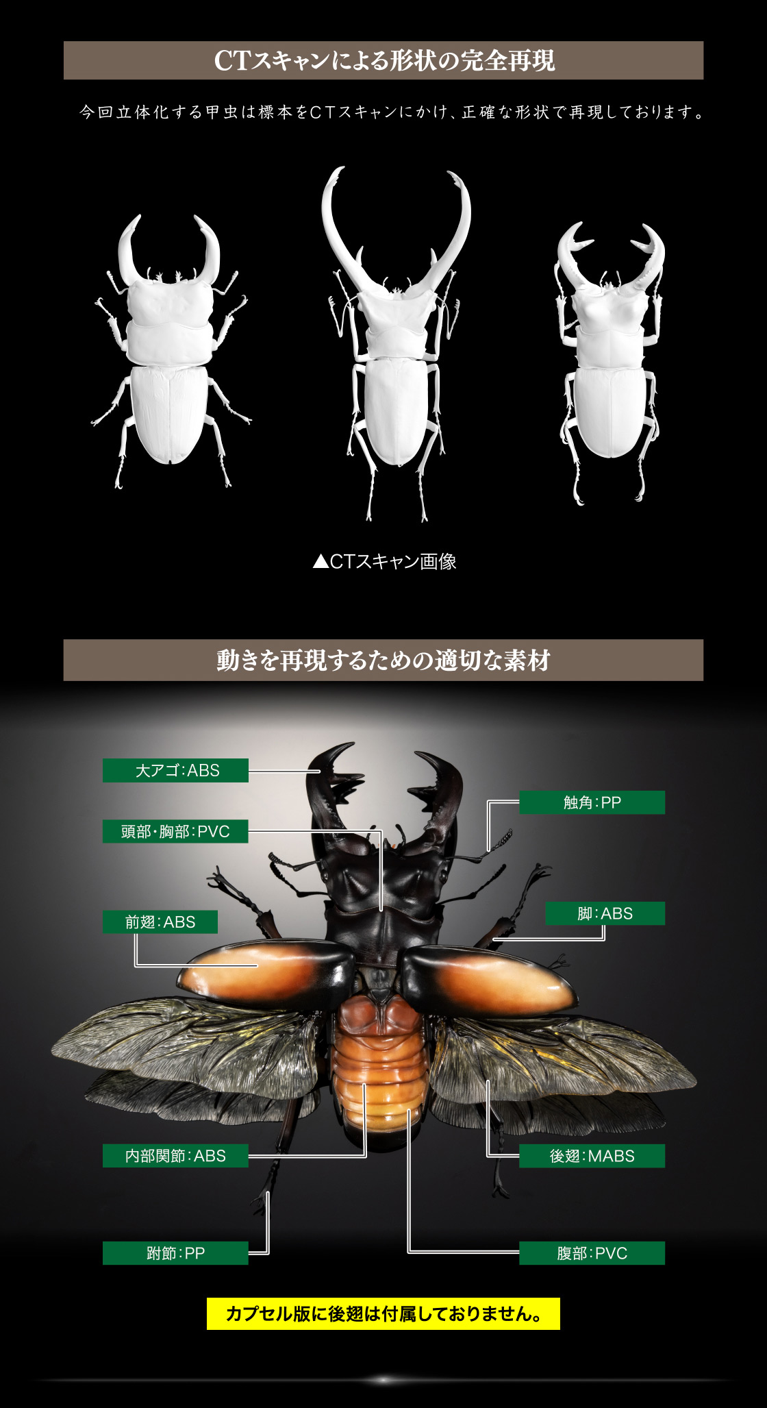 CTスキャンによる形状の完全再現 動きを再現するための適切な素材