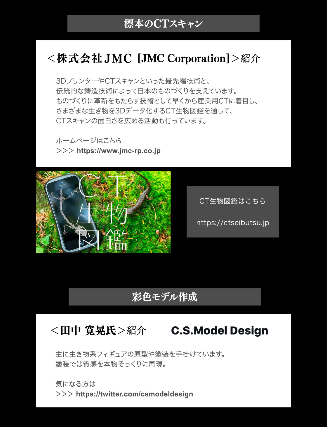 標本のCTスキャン：株式会社JMC　CT生物図鑑はこちら　彩色モデル作成：田中 寛晃氏(C.S.Model Design)