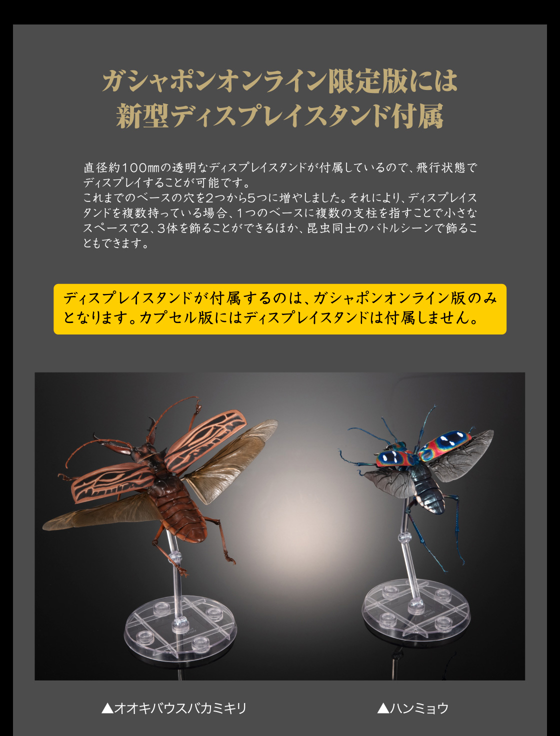 ガシャポンオンライン限定版には新型ディスプレイスタンド付属