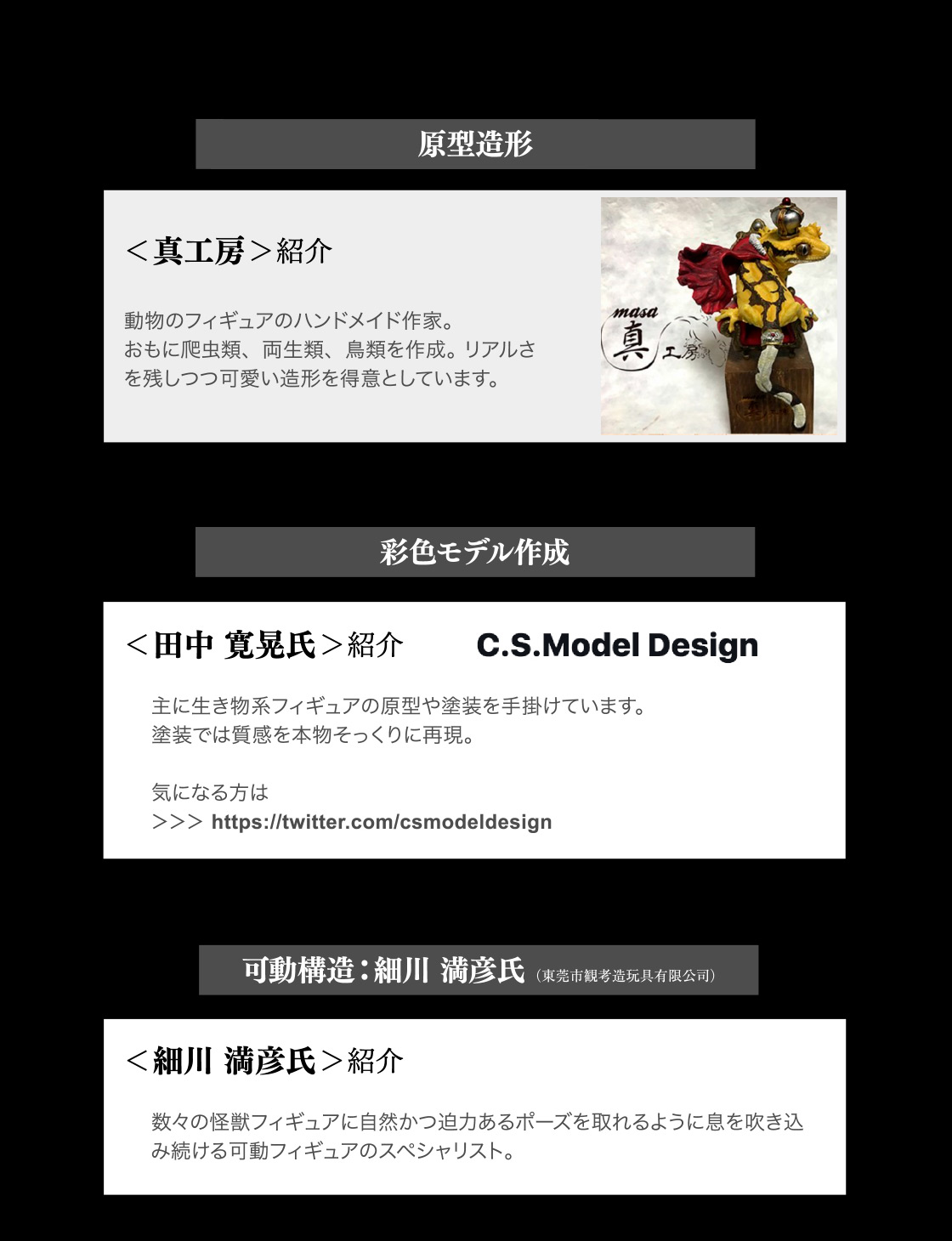 原型造形：真工房 彩色モデル作成：田中寛晃氏 可動構造：細川 満彦氏(東莞市観考造玩具有限公司)